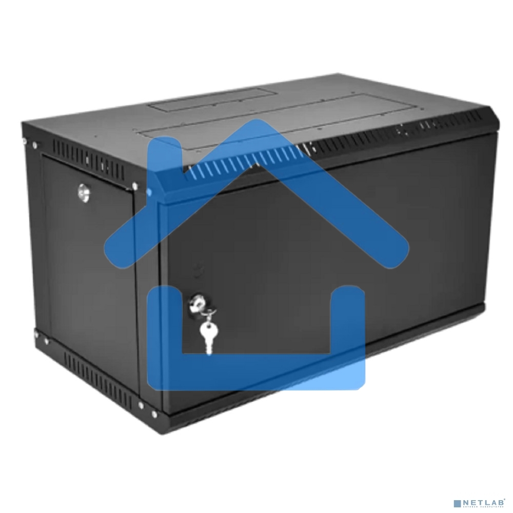 Шкаф телекоммуникационный настенный разборный ЦМО ЭКОНОМ 9U (600 x 350) дверь металл, черный (ШРН-Э-9.350.1-9005)