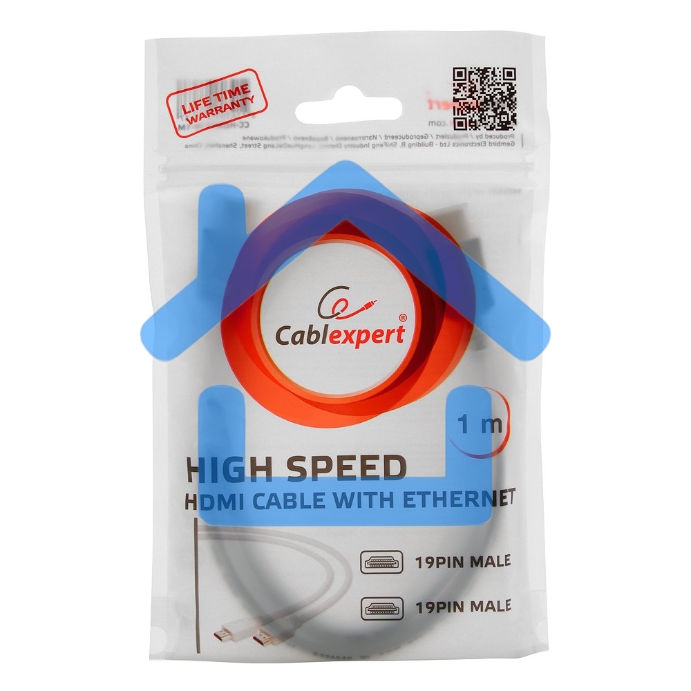 Кабель Cablexpert HDMI CC-HDMI4-W-6, 19M/19M, v2.0, медь, позол.разъемы, экран, 1.8м, белый, пакет
