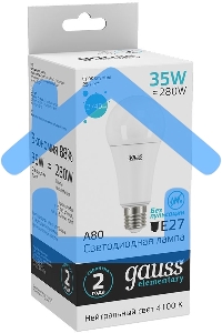 Лампа светодиодная LED Gauss Elementary A67 35Вт E27 4100К