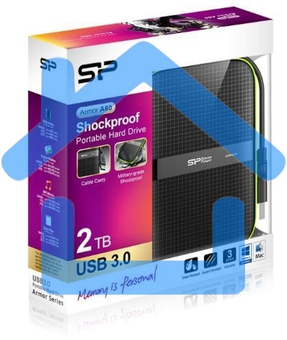 Внешний жесткий диск Silicon Power USB 3.0 2Tb A60 SP020TBPHDA60S3K Armor 2.5