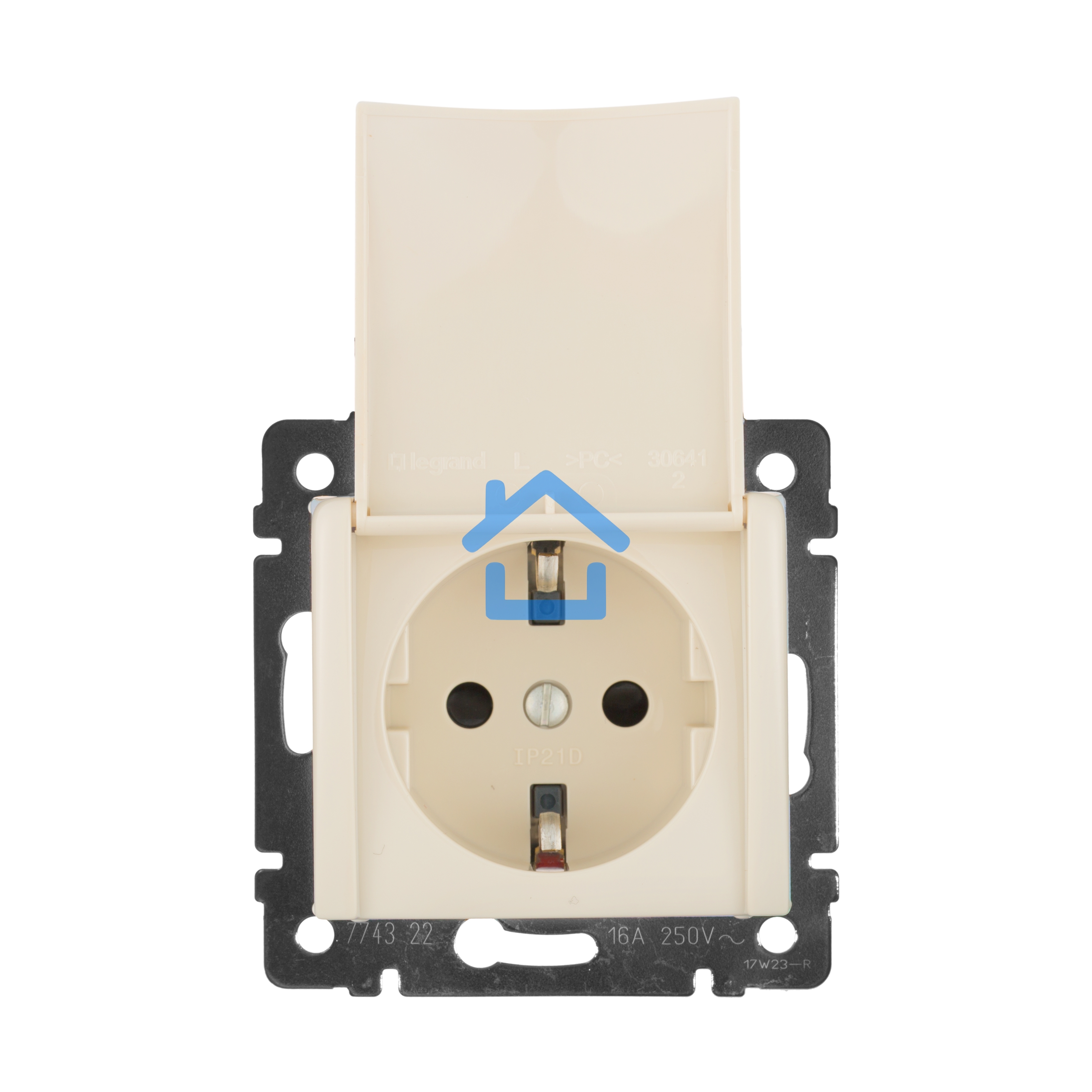 Механизм розетки 1-м СП Valena с защ. крышкой защ. шторки с заземл. сл. кость Leg 774322
