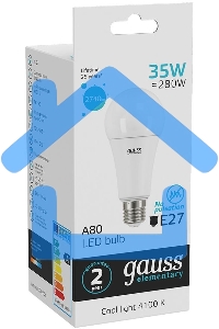 Лампа светодиодная LED Gauss Elementary A67 35Вт E27 4100К