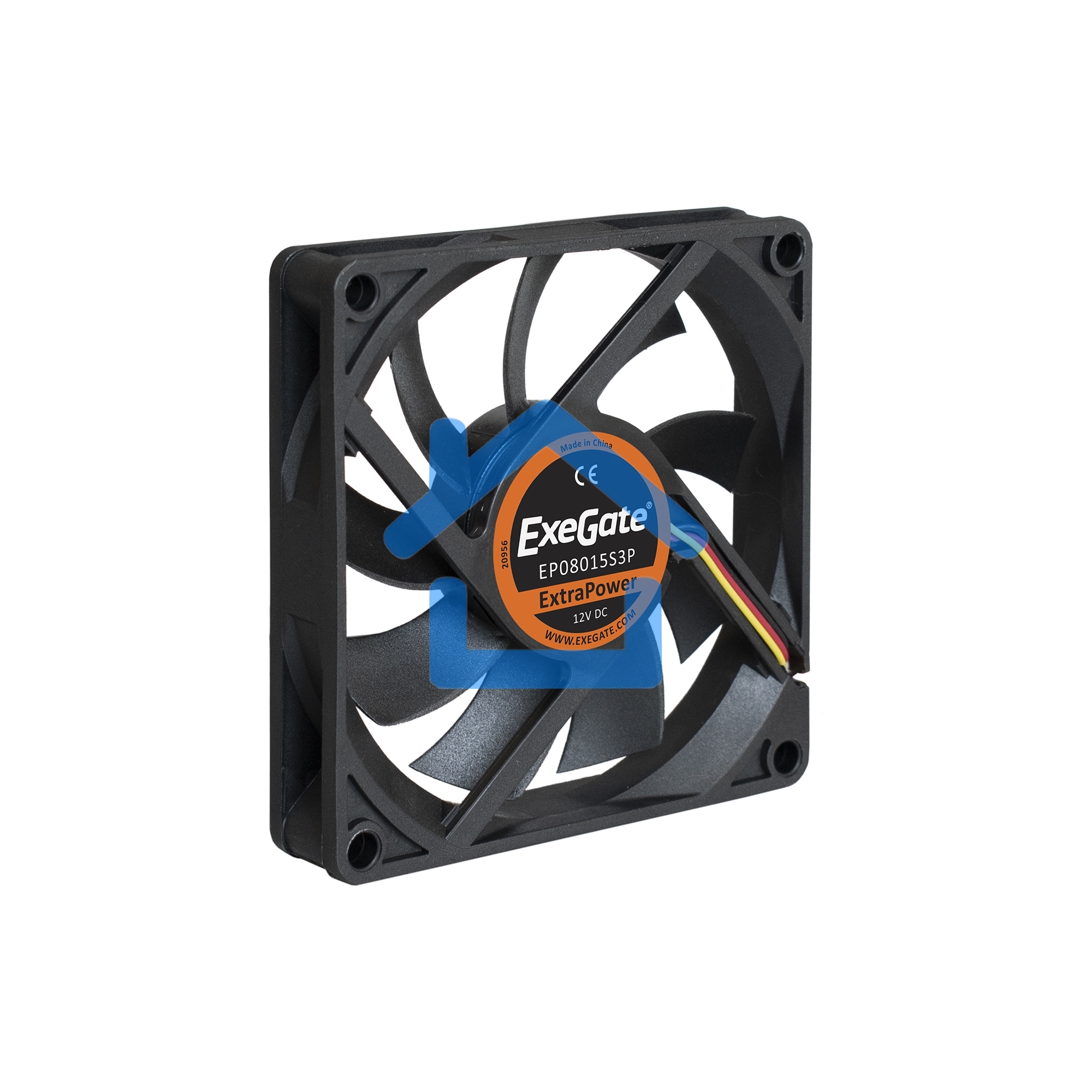 Вентилятор для корпуса ExeGate ExtraPower EP08015S3P черный, 80 мм, 2500 об/мин, 25.5 дБ, 3 pin