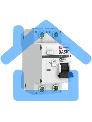Выключатель автоматический дифференциального тока EKF DA12-16-30-bas 1P+N 16А 30мА тип АС х-ка C эл. 4,5кА АД-12 EKF Basic
