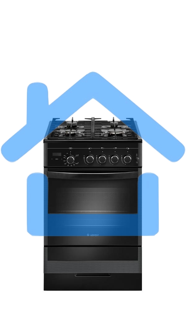 Плита газовая Gefest ПГ 5500-03 0044 черный, конфорок 4 шт, духовка 52 л, 50 см x 85 см x 58.5 см
