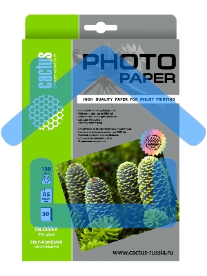 Фотобумага Cactus CS-GSA513050 A5/130г/м2/50л. глянцевое самоклей. для струйной печати