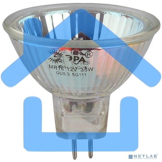 Лампа галогенная ЭРА GU5.3-JCDR (MR16) -35W-230V-Cl(10/200/6000)