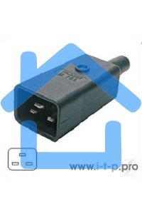 Разъемы для силового кабеля Hyperline CON-IEC320C20 Разъем IEC 60320 C20 220В 16A на кабель, контакты на винтах (плоские выступающие штыревые контакты в пластиковом обрамлении), прямой