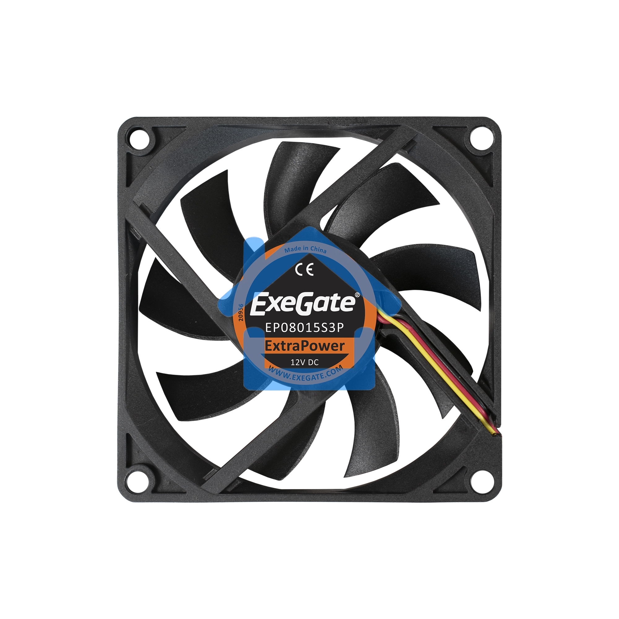 Вентилятор для корпуса ExeGate ExtraPower EP08015S3P черный, 80 мм, 2500 об/мин, 25.5 дБ, 3 pin