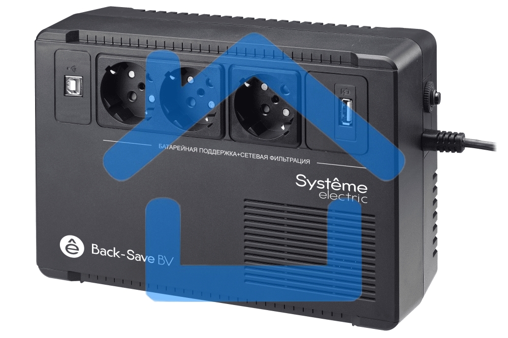 Источник бесперебойного питания Systeme Electriс Back-Save, 400VA/240W, 230V, Line-Interactive, AVR, 3xSchuko, USB charge(type A), USB