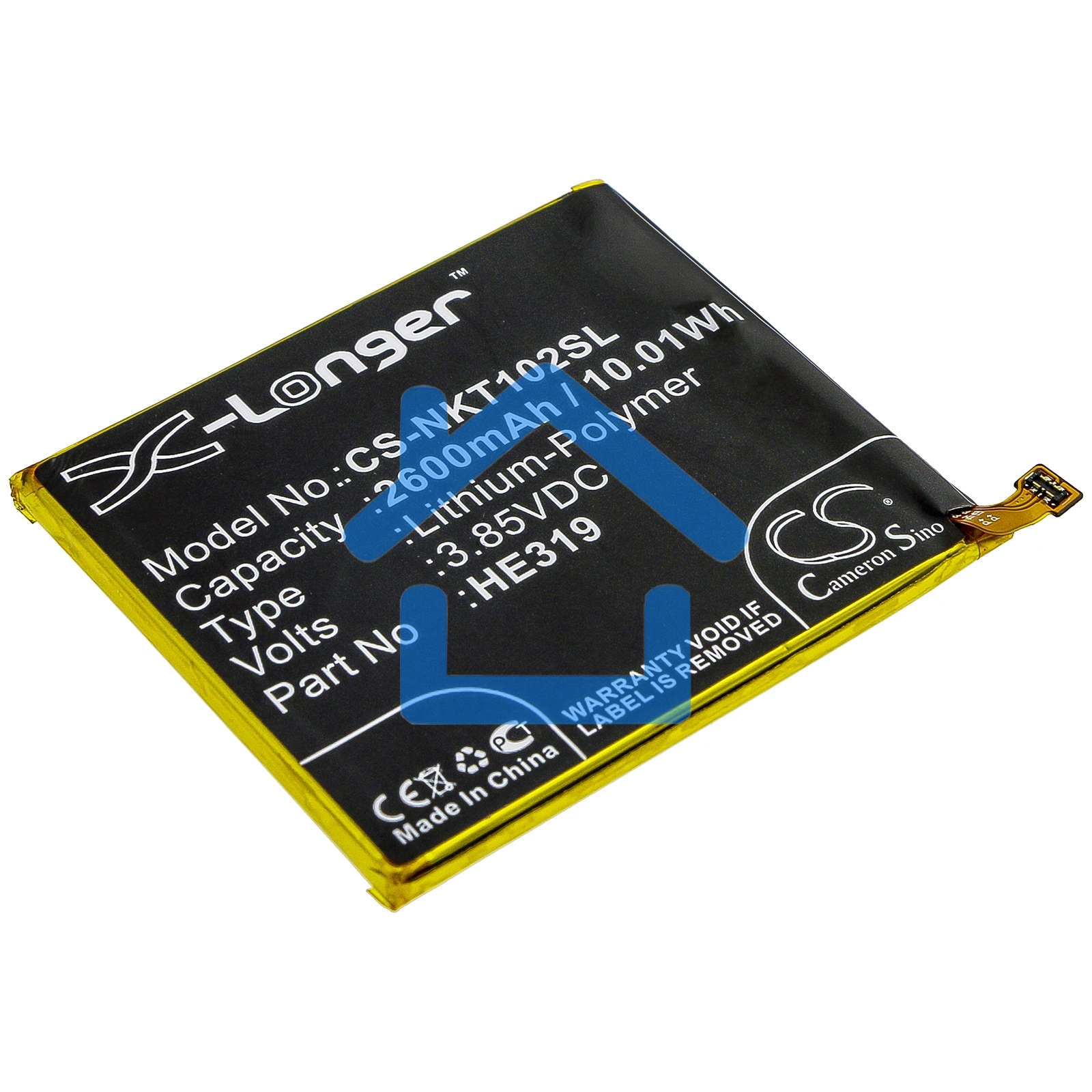 Аккумулятор CameronSinoCS-NKT102SL HE319 HE330 для Nokia 3, TA-1020, TA-1028, TA-1032 3.85V / 2600mAh / 10.01W