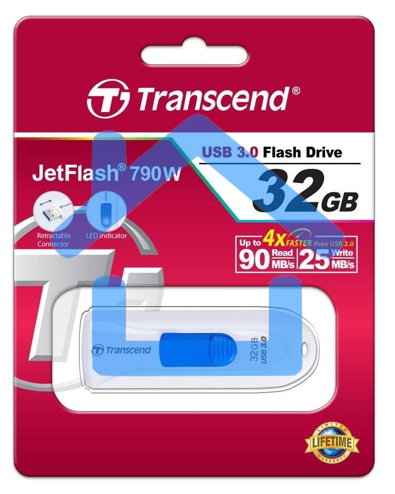 Флешка USB R/W Transcend USB Drive 32Gb JetFlash 790 TS32GJF790W USB 3.0