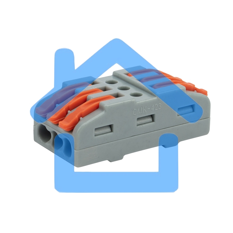 Клемма СМК 222-423 проходная 3 полюса (0,08-4 мм²), серая (5 шт./уп.) Rexant