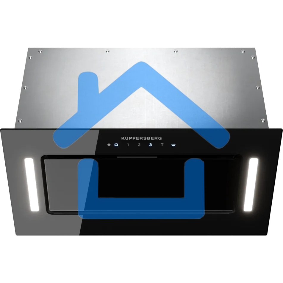 Встраиваемая вытяжка Kuppersberg, 52 см, мощность рециркуляции 650 м3/ч, мощность отвода 1300 м3/ч, сенсорное управление, таймер, турборежим, угольный фильтр KF-ES (доп. Опция), уровень шума 46 дБ, черный