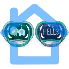 Пустышка Philips Avent ultra air, слоники/HELLO, 18+ мес., 2 шт.