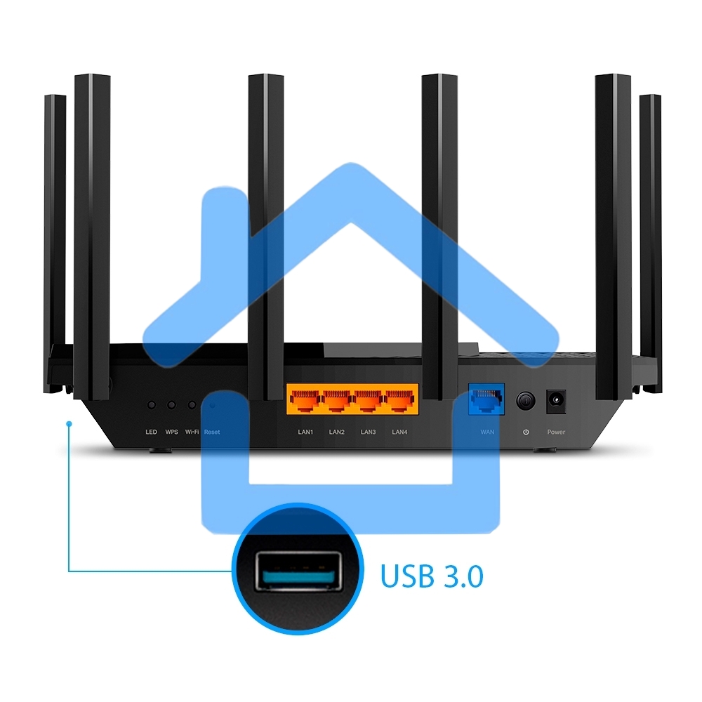 Роутер TP-Link Archer AX73 AX5400 Dual Band Wireless Gigabit Router, 1.5 GHz Tri-Core CPU, 1 GE WAN + 4 GE LAN ports, 1× USB 3.0 Port, support 1024-QAM, OFDMA, MU-MIMO, Airtime Fairness, Beamforming, 160MHz Channel Width, come with HomeShieldTM, support R