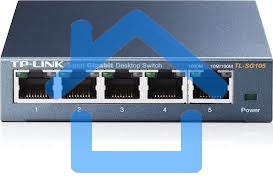 Коммутатор TP-Link SOHO TL-SG105 5-port Desktop Gigabit Switch, 5 10/100/1000M RJ45 ports, metal case