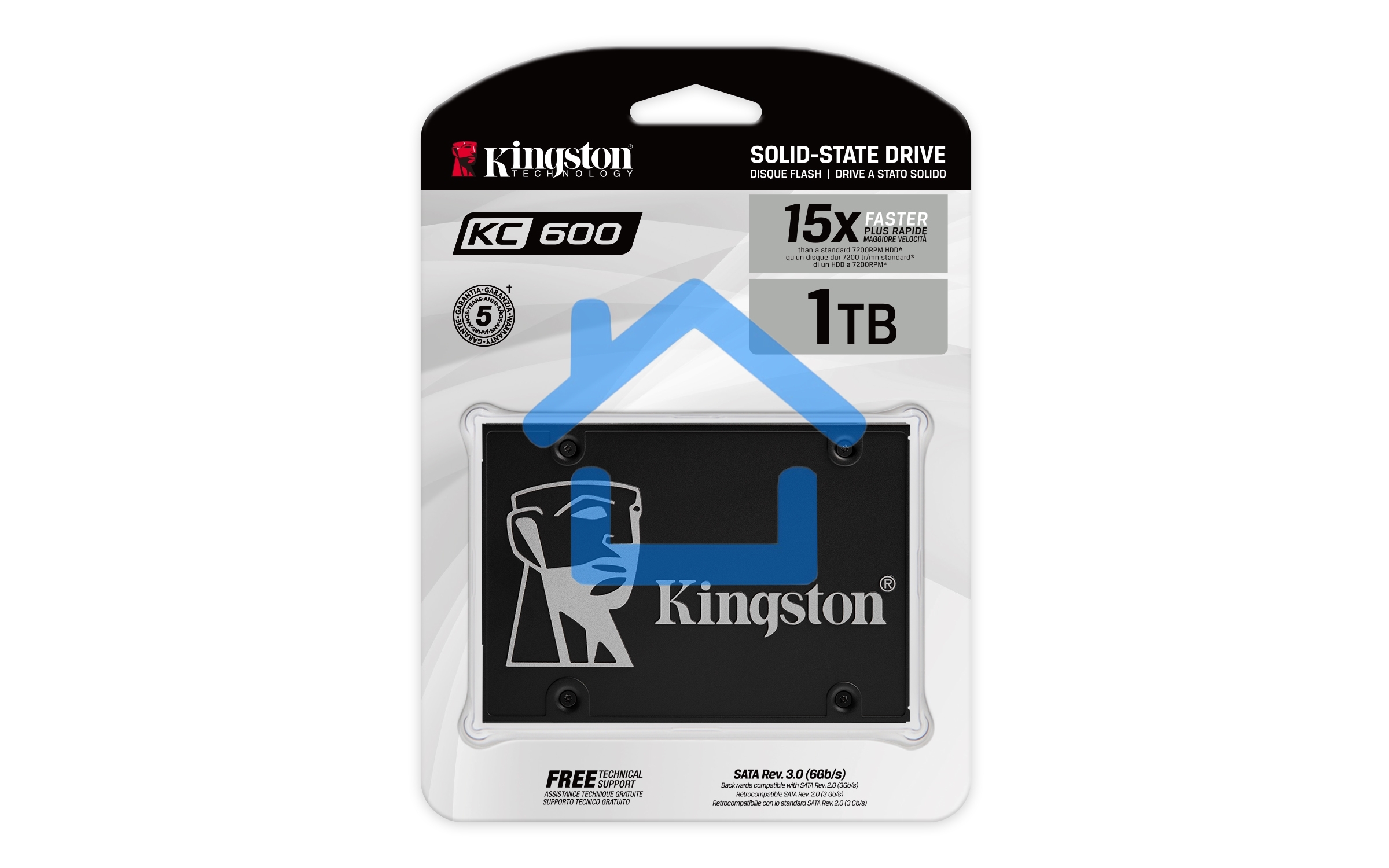 Накопитель SSD Kingston KC600, 1Tb, SATA III, 2.5