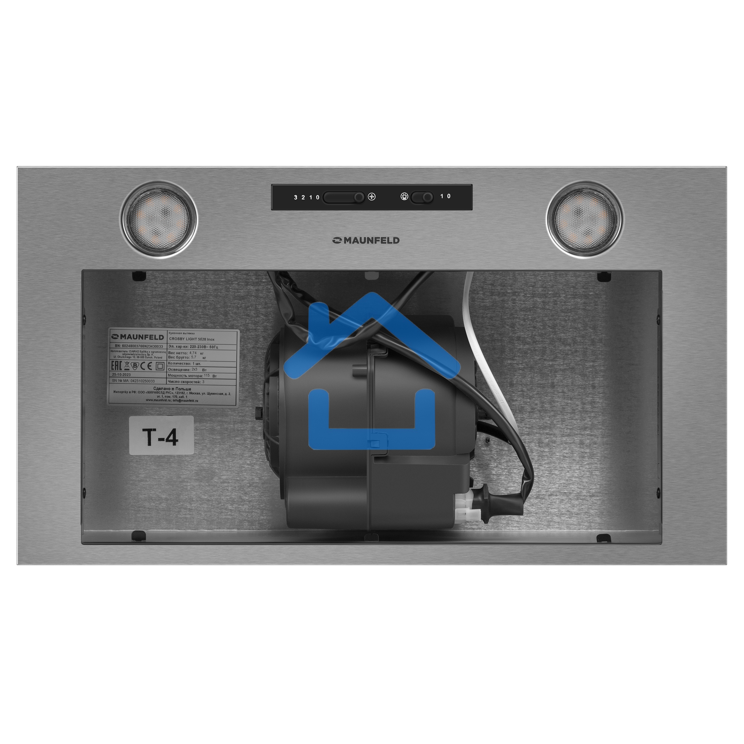 Вытяжка полновстраиваемая Maunfeld Crosby Light 5028, нержавеющая сталь, 50 см, 850 куб. м/ч, 55 дБ