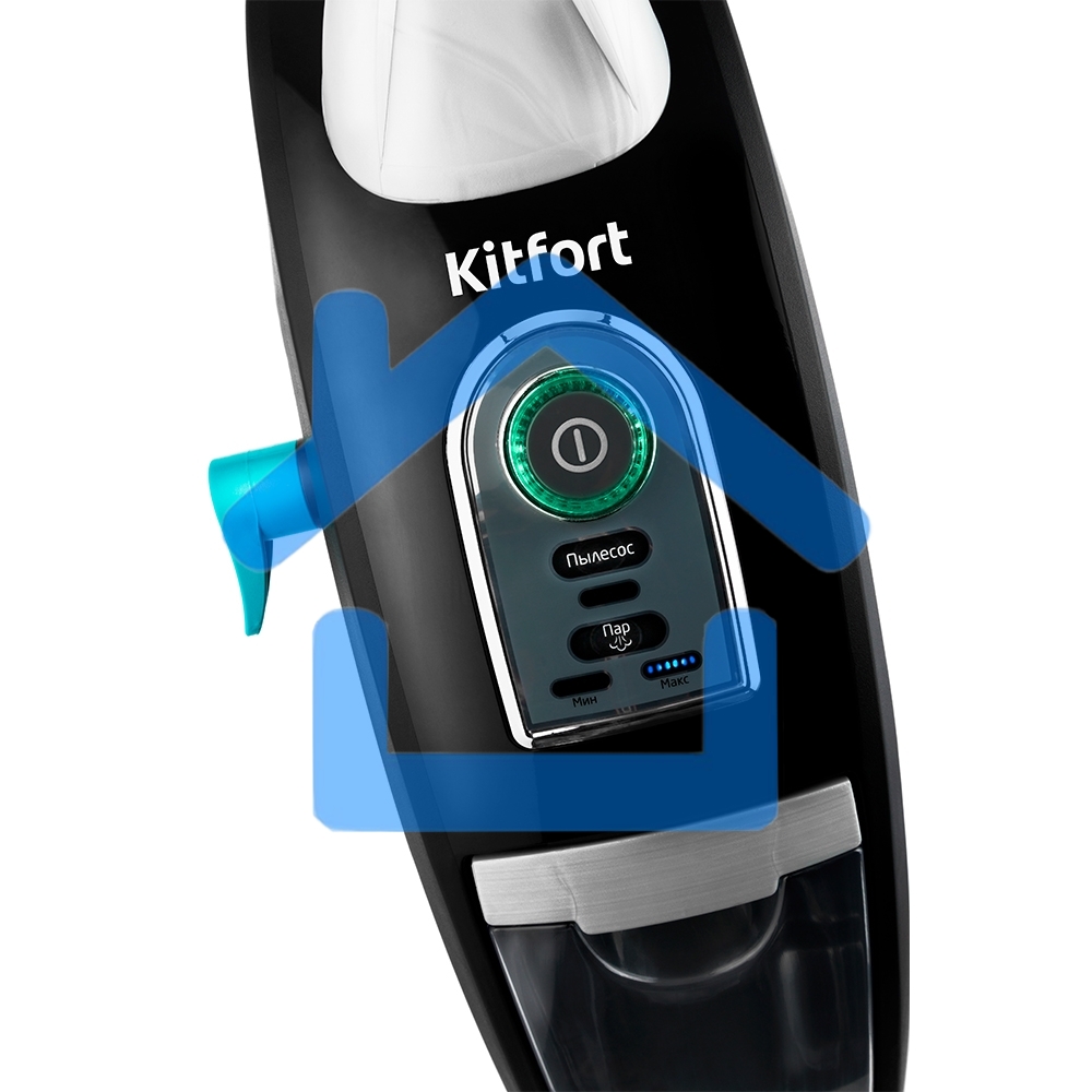 Пылесос вертикальный паровой Kitfort КТ-535-1 черный, питание от сети, 1600 Вт, уборка влажная/паром/сухая, пылесборник 1 л