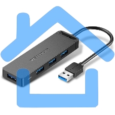 Концентратор Vention OTG USB 3.0 на 4 порта черный - 1м.