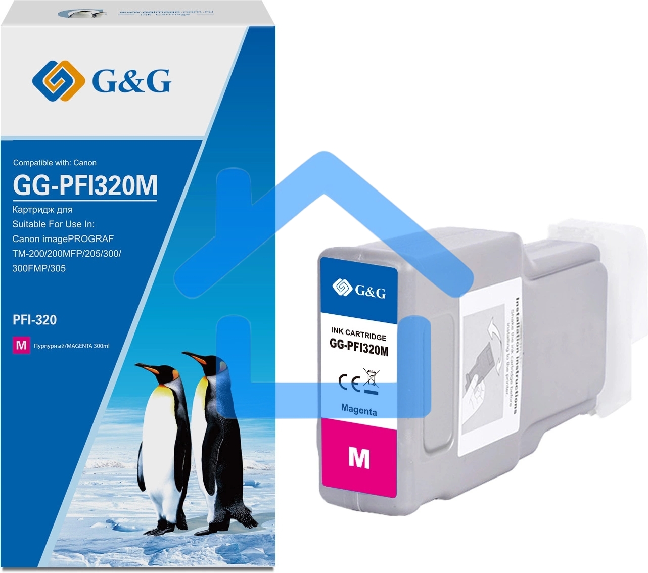 Картридж струйный G&G GG-PFI320M (PFI-320M) пурпурный (300 мл) для Canon imagePROGRAF TM-200/200MFP/205/300/300MFP/305