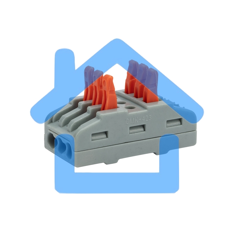 Клемма СМК 222-423 проходная 3 полюса (0,08-4 мм²), серая (5 шт./уп.) Rexant