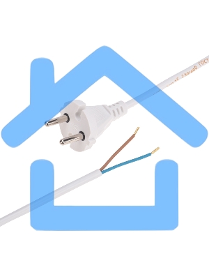 Шнур электрический с вилкой ПВС 2х0,75 мм2 2м (белый) Rexant