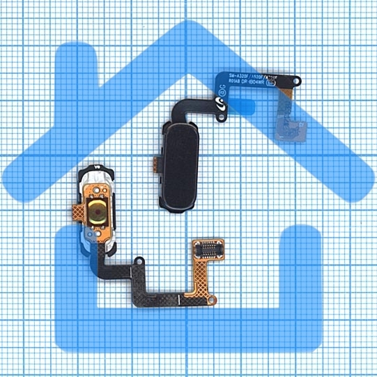 Кнопка HOME в сборе с механизмом и шлейфом для Samsung A320, черная