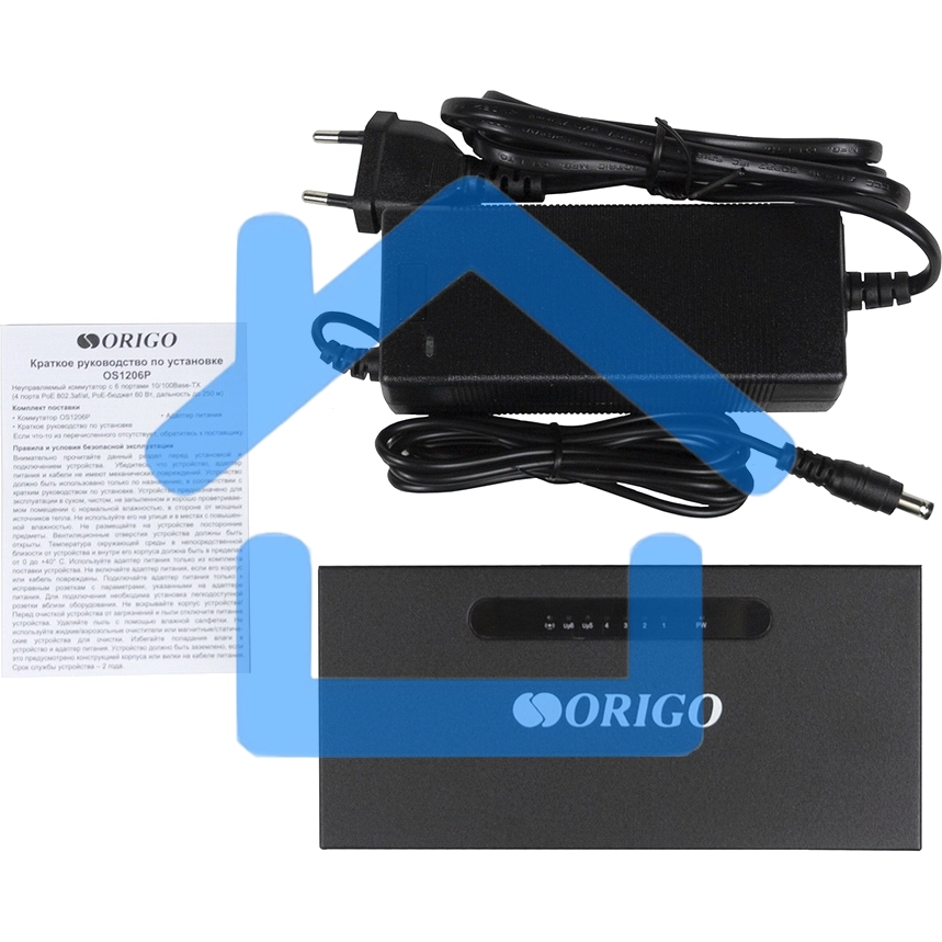 Неуправляемый 6-портовый PoE-коммутатор ORIGO OS1206P/A1A 10/100 Мбит/с