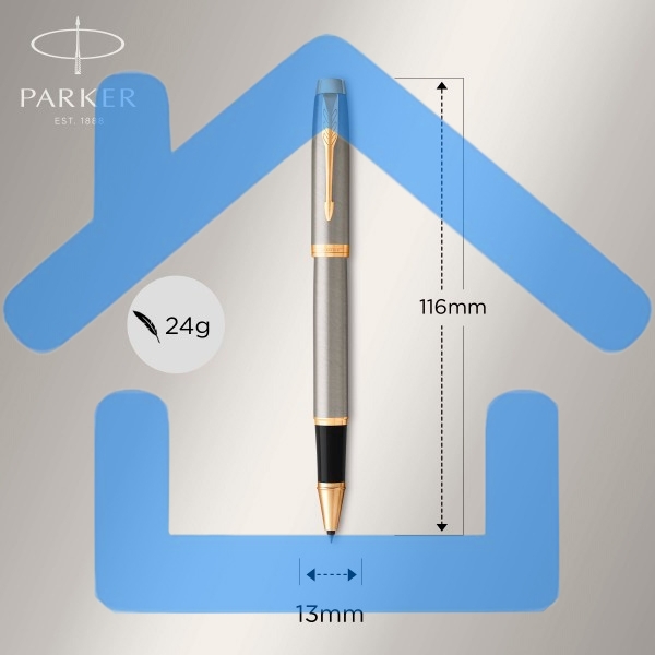 Набор ручек Parker IM Core TK223 (CW2093217) Brushed Metal GT, подарочная коробка, ручка роллер, ручка шариковая сменный стержень, 1 стержень, круглая