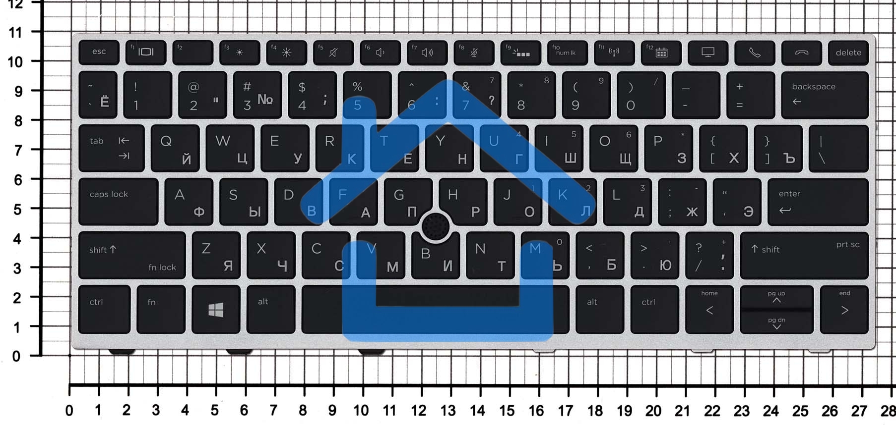 Клавиатура для ноутбука HP Elitebook 730 G5 735 G5 830 G5 836 G5 черная с серой рамкой и подсветкой
