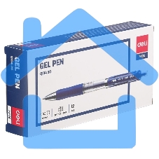 Ручка гелевая Deli EQ10430 авт. 0.5мм резиновая манжета прозрачный синие чернила