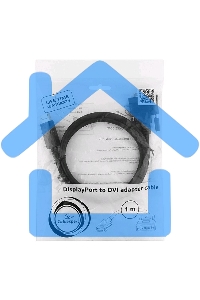 Кабель DisplayPort-DVI Gembird/Cablexpert 1м, 20M/19M, черный, экран, пакет(CC-DPM-DVIM-1M)
