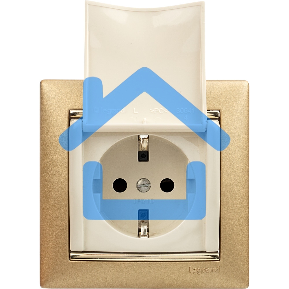 Механизм розетки 1-м СП Valena с защ. крышкой защ. шторки с заземл. сл. кость Leg 774322