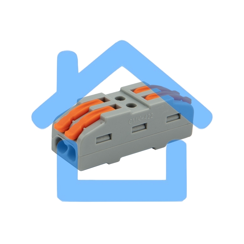 Клемма СМК 222-422 проходная 2 полюса (0,08-4 мм²), серая (5 шт./уп.) Rexant