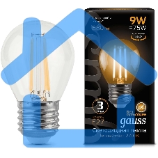 Лампа светодиодная Filament Шар E27 9Вт 2700К Gauss 105802109