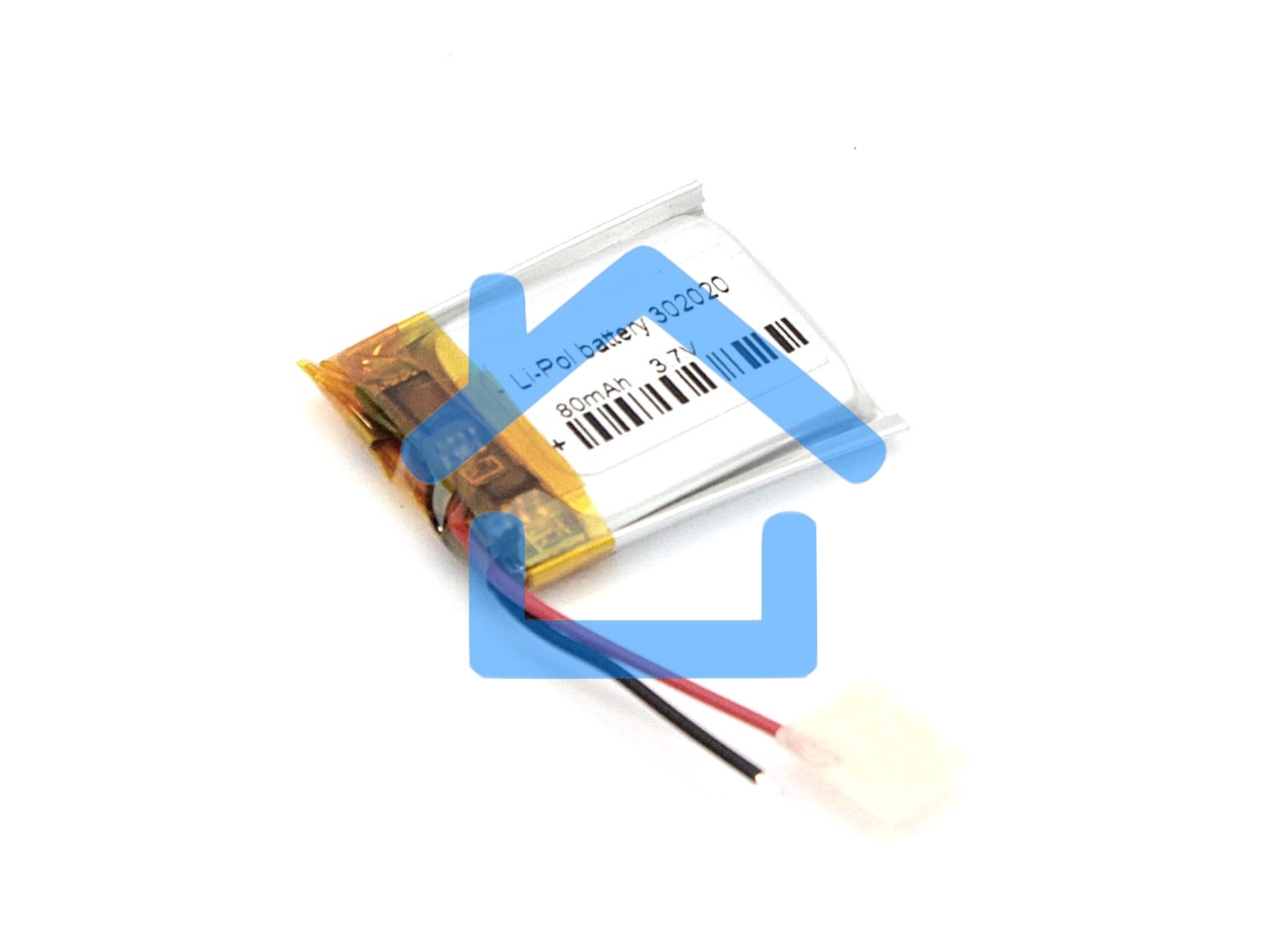 Аккумулятор Li-Pol (батарея) 3*20*20мм 2pin 3.7V/80mAh