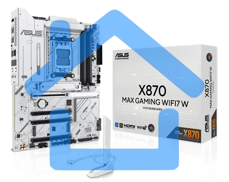 Материнская плата ASUS X870 MAX GAMING WIFI7 W, AM5, AMD X870, 4xDDR5, 4xSATA, 3xM.2, 1xPCIe 5.0 x16, 2xPCIe 4.0 x16, 1xPCIe 3.0 x16, 1xHDMI, 2xUSB Type-C (Display), 1x2.5Gb LAN, Wi-Fi 7, Bluetooth 5.4, 2xUSB-C 40Gbps, 1xUSB-A 10Gbps, 3xUSB-A 5Gbps, 4xUSB