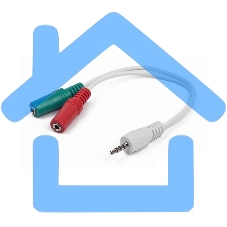 Кабель аудио сигнала Gembird, Jack3.5 4pin->Jack3.5 стерео + 3.5 микрофон моно, длина 20см, белый