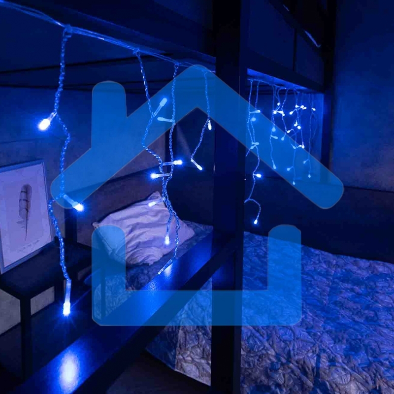 Новогодние светоукрашения NEON-NIGHT (255-013) Гирлянда Айсикл (бахрома) светодиодный, 1,8 х 0,5 м., белый провод, 220В, диоды синие