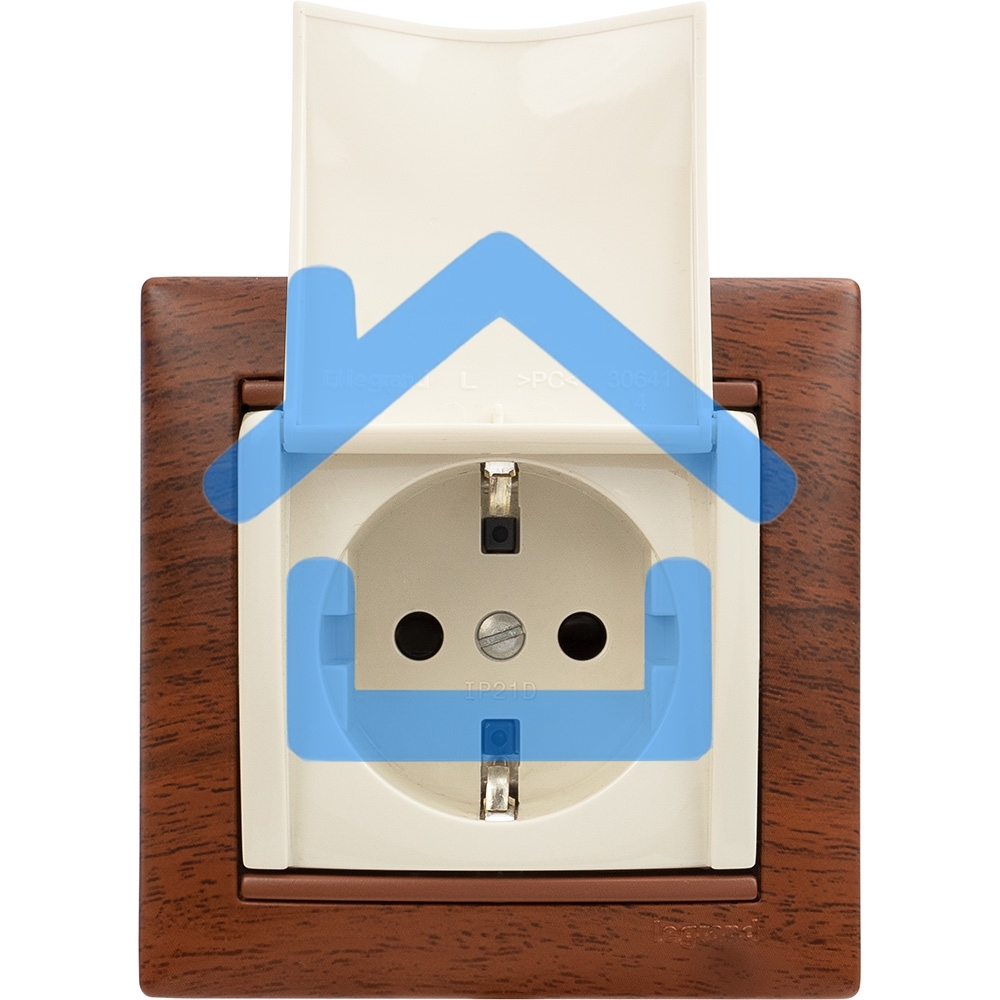 Механизм розетки 1-м СП Valena с защ. крышкой защ. шторки с заземл. сл. кость Leg 774322