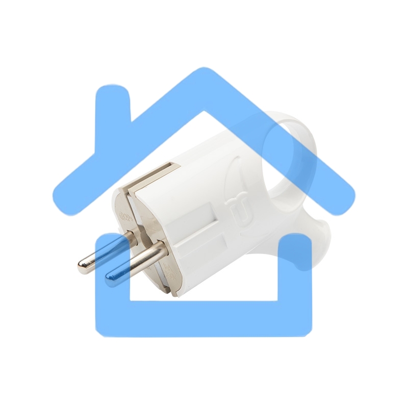 Вилка Евро Rexant угловая с з/к 16А с кольцом белая