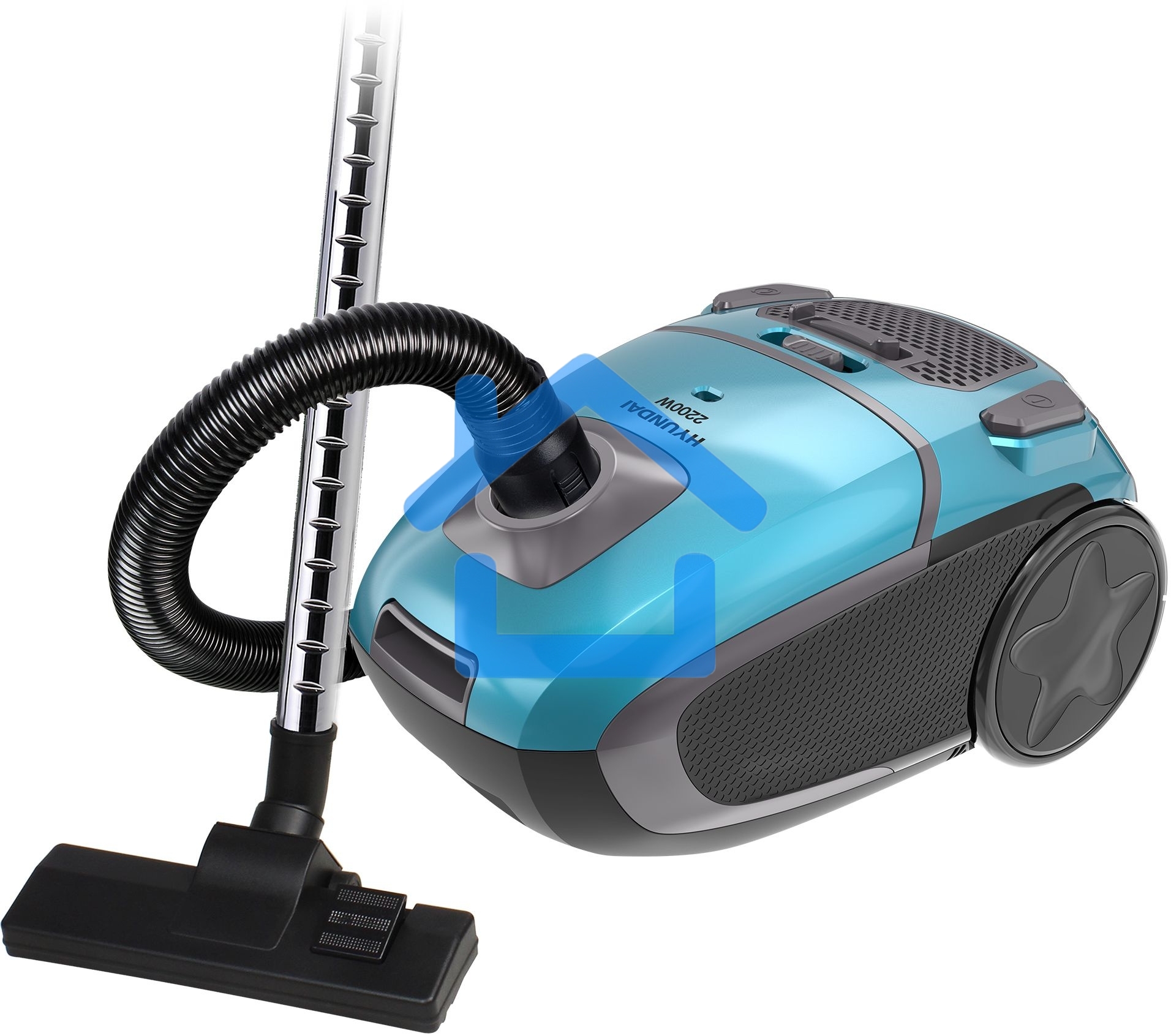 Пылесос Hyundai HYV-B4990 бирюзовый/черный, 400/2220 Вт, уборка сухая, пылесборник мешок, 2.5 л (в компл.:1мешок)