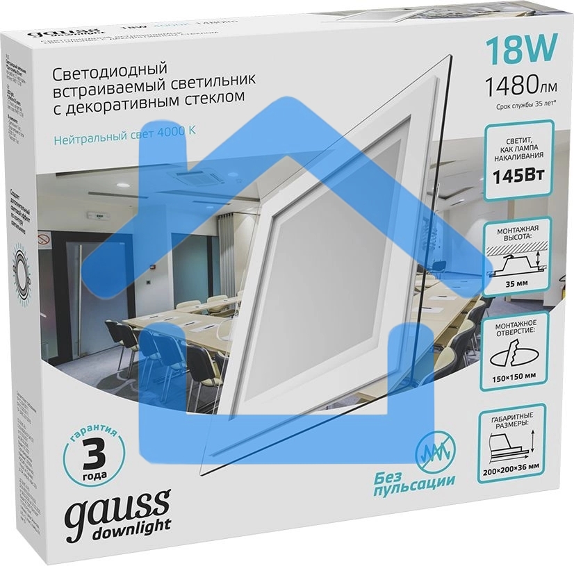 Светильник Gauss 948111218 18Вт 4000K цв.св.:белый нейтральный белый