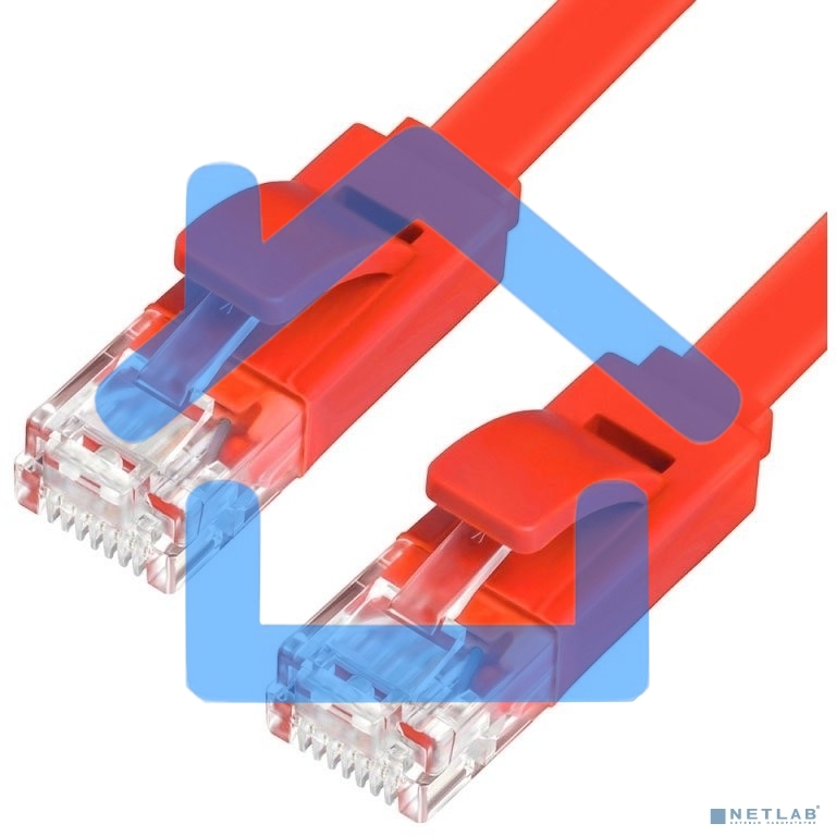 Патч-корд Greenconnect плоский прямой PROF7.5m UTP медь, кат.6, красный, позолоченные контакты, 30 AWG, Premium ethernet high speed 10 Гбит/с, RJ45, T568B (GCR-LNC624-7.5m)
