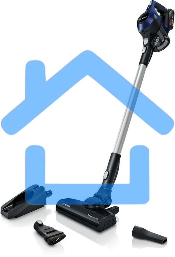 Пылесос вертикальный Bosch Unlimited BCS611P4A POWER FOR ALL 18V синий/черный, питание от аккумулятора, уборка сухая, работа от АКБ max 30 мин