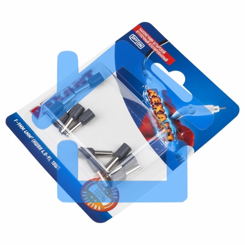 Наконечник штыревой втулочный Rexant изолированный, F-9 мм, 4 мм², НШВи 4.0-9 / Е 4,0-9 / Е4009, серый, в упак. 10 шт.