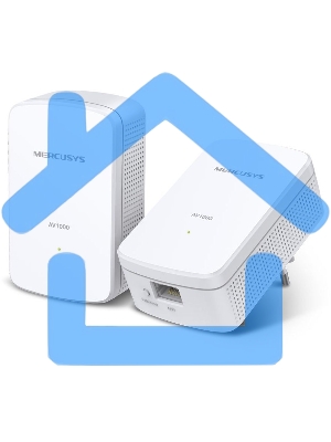 Комплект гигабитных адаптеров Mercusys AV1000 Gigabit Powerline Kit, HomePlug AV2 standard, 1 Gigabit port, 300m over electrical circuits, plug and play.