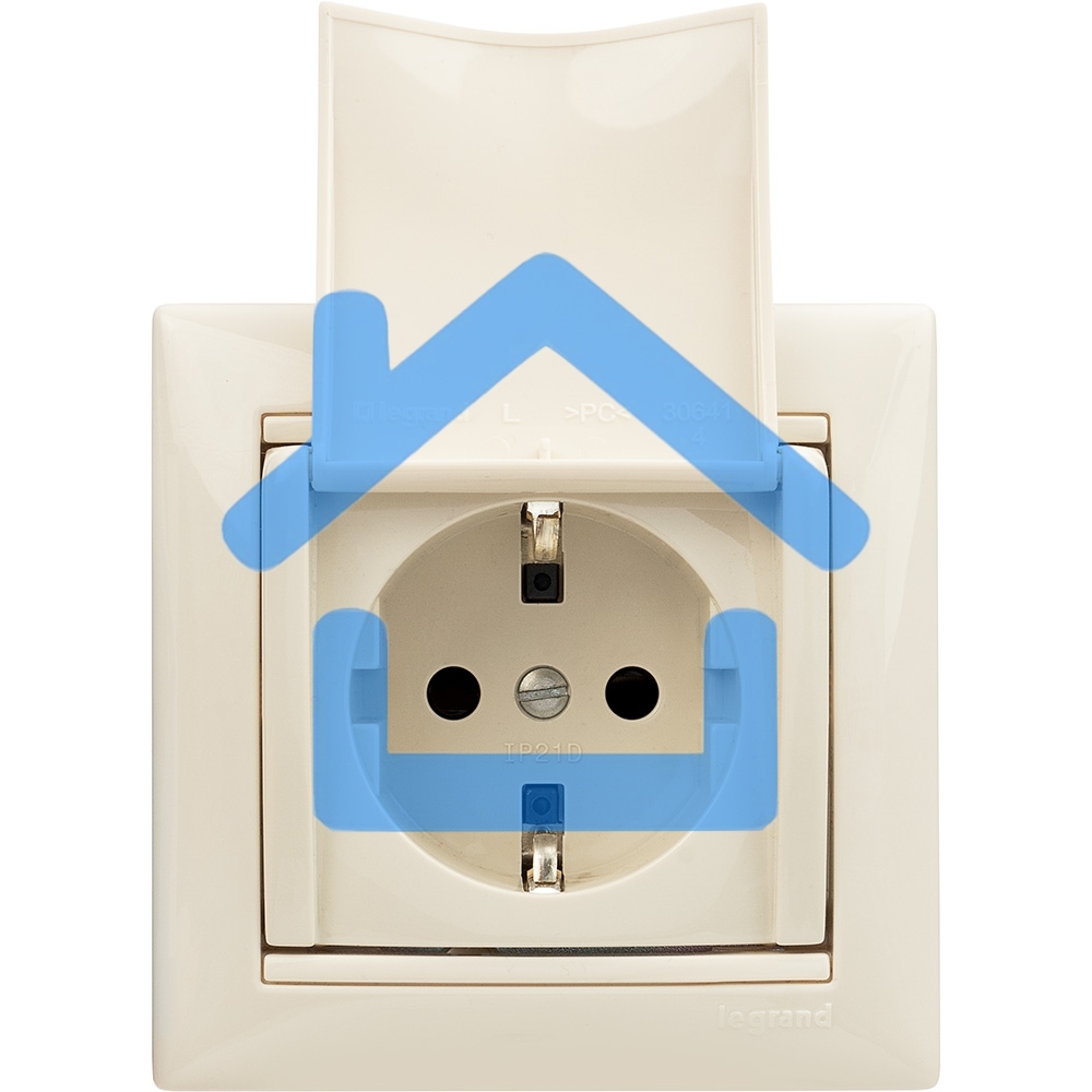 Механизм розетки 1-м СП Valena с защ. крышкой защ. шторки с заземл. сл. кость Leg 774322